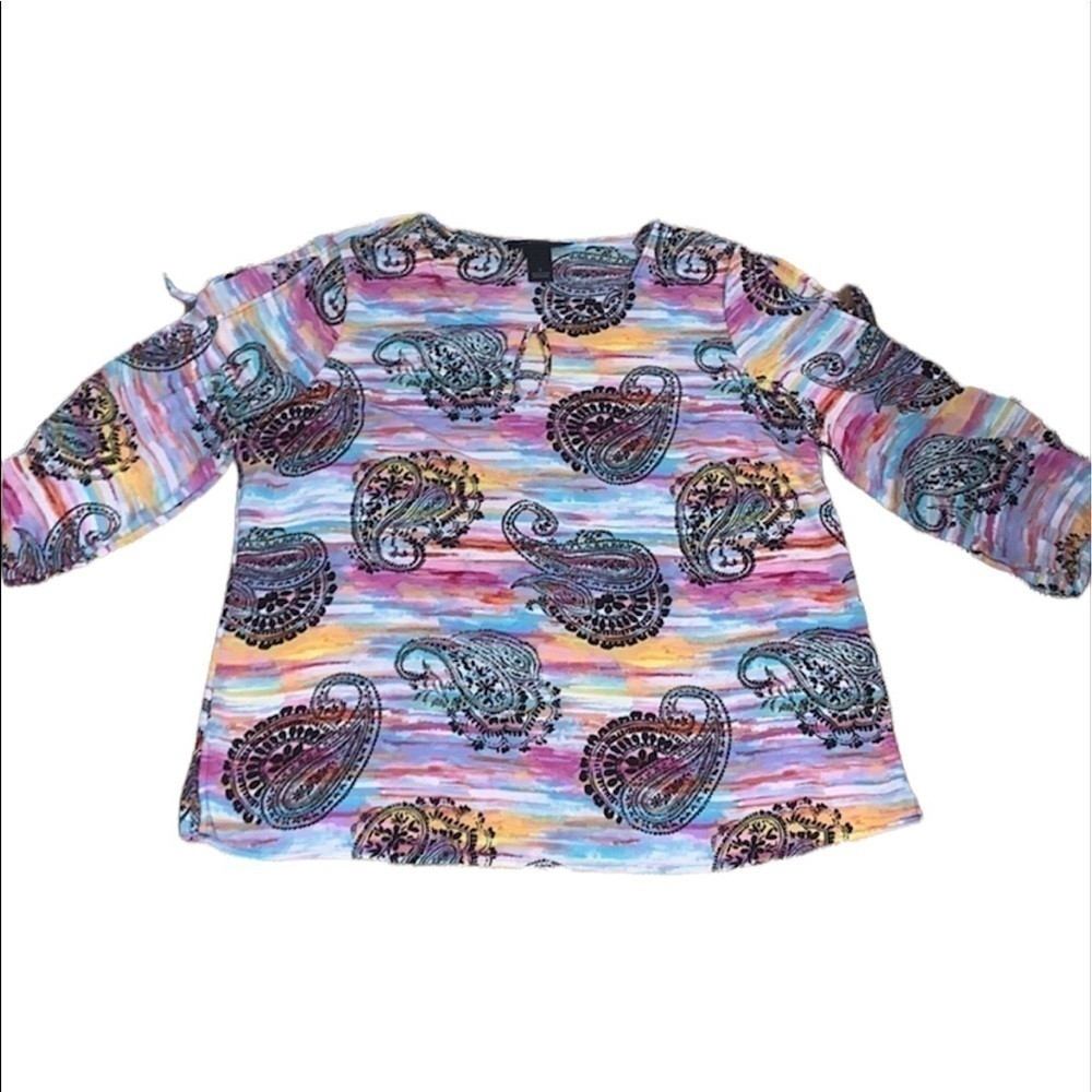 Investments women’s colorful paintbrush stroke print with paisley design Size L